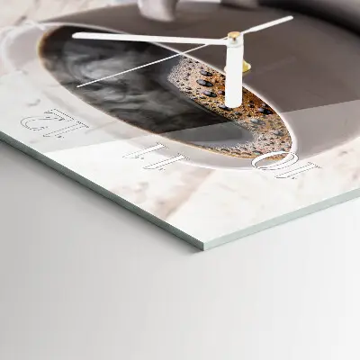 Vierkante glazen wandklok Koffie