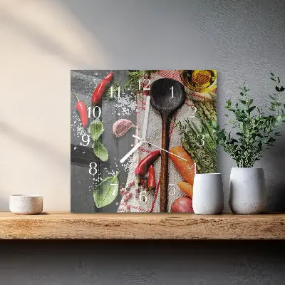 Moderne wandklok glas vierkant Specerijen