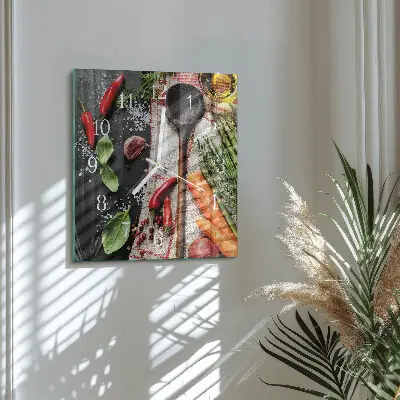 Moderne wandklok glas vierkant Specerijen