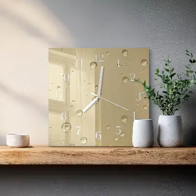 Vierkante glas klok Druppels