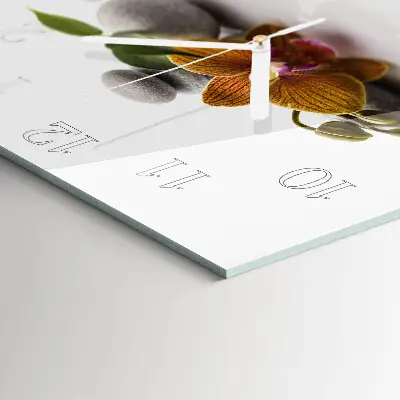 Moderne wandklok glas vierkant Orchidee