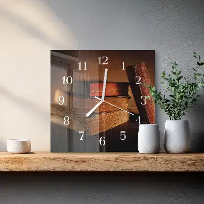 Vierkante glazen wandklok Boek