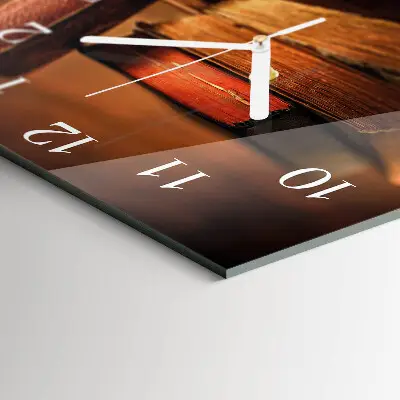 Vierkante glazen wandklok Boek