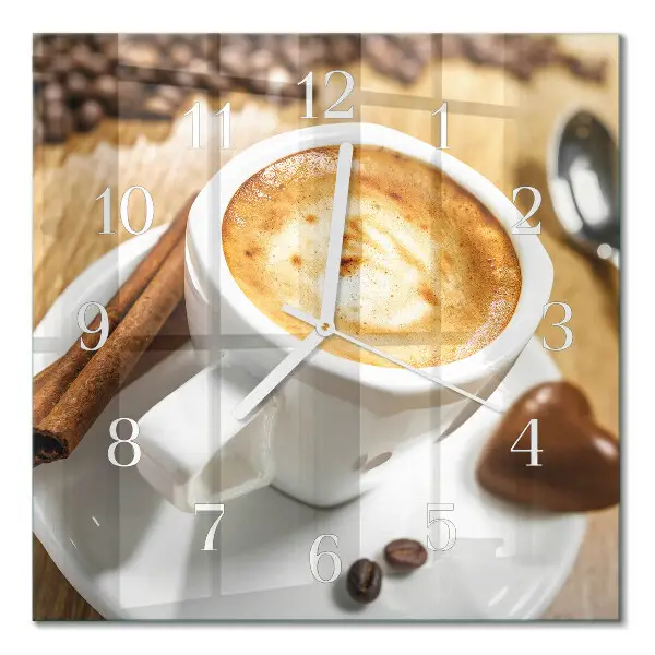 Moderne wandklok glas vierkant Koffie