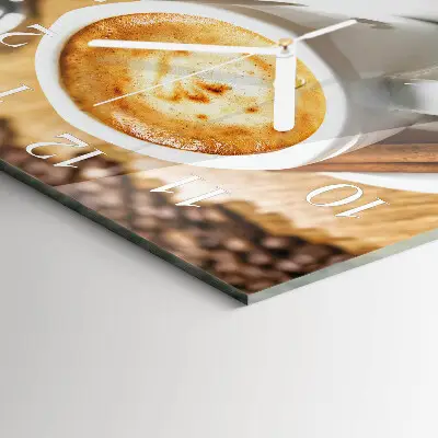 Moderne wandklok glas vierkant Koffie