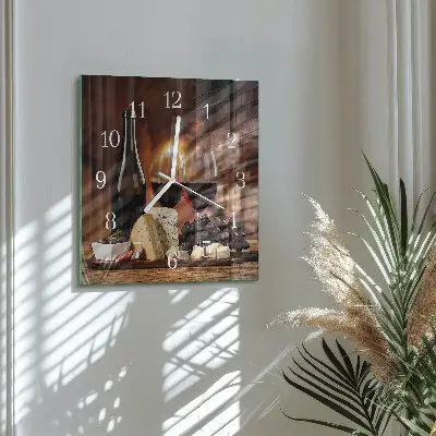 Vierkante glazen wandklok Wijn
