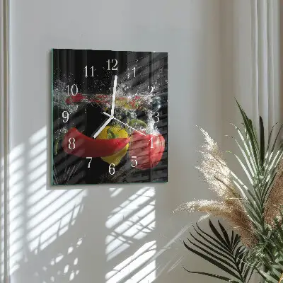 Vierkante glazen klok Peper