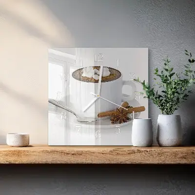 Vierkante glas klok Chocolade