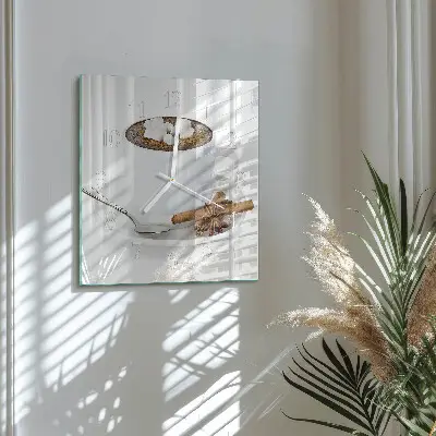 Vierkante glas klok Chocolade