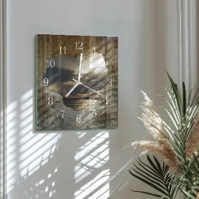 Vierkante glas klok Hart in de rots