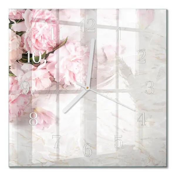 Decoratieve glazen klok vierkant Bloemen