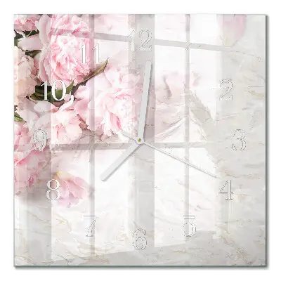 Decoratieve glazen klok vierkant Bloemen