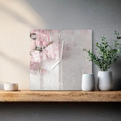 Decoratieve glazen klok vierkant Bloemen