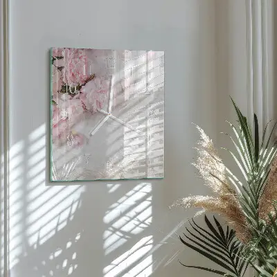 Decoratieve glazen klok vierkant Bloemen