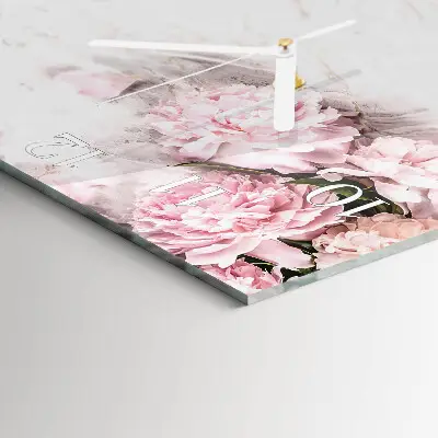 Decoratieve glazen klok vierkant Bloemen