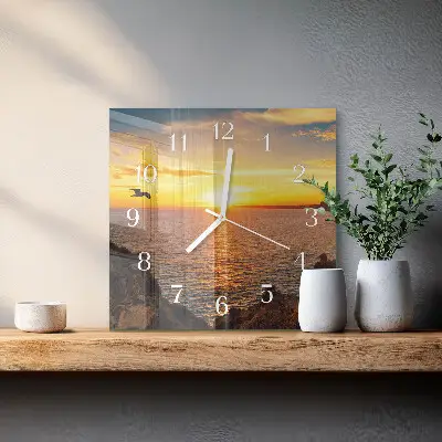Vierkante glas klok Zonsondergang