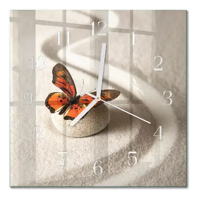 Moderne wandklok glas vierkant Vlinder