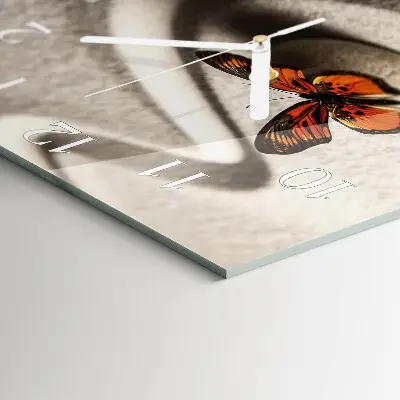 Moderne wandklok glas vierkant Vlinder