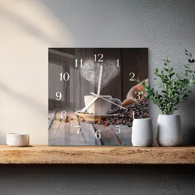 Vierkante glazen klok Liefde voor koffie