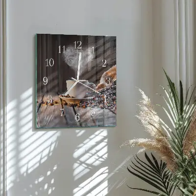 Vierkante glazen klok Liefde voor koffie