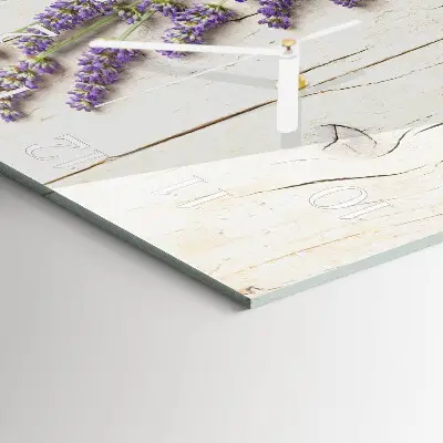 Vierkante glazen wandklok Lavendel
