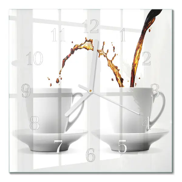 Decoratieve glazen klok vierkant Kopjes koffie