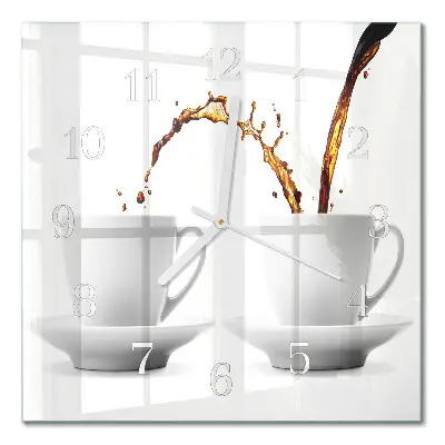 Decoratieve glazen klok vierkant Kopjes koffie