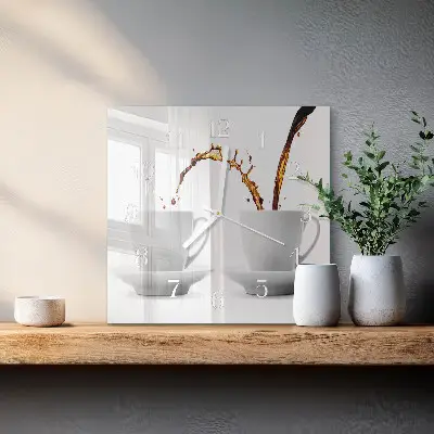 Decoratieve glazen klok vierkant Kopjes koffie