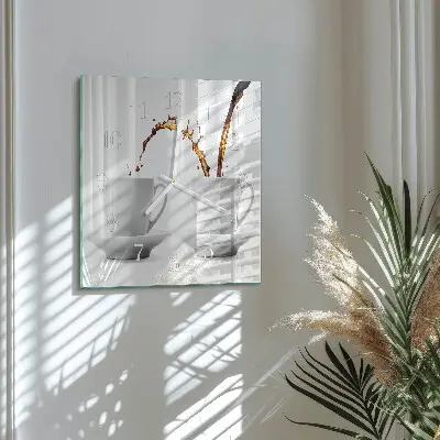 Decoratieve glazen klok vierkant Kopjes koffie