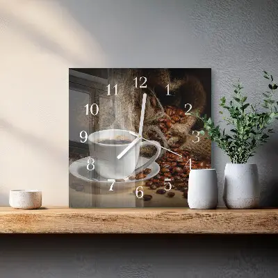 Vierkante glas klok Koffie