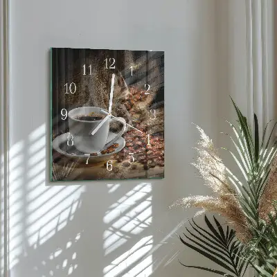 Vierkante glas klok Koffie