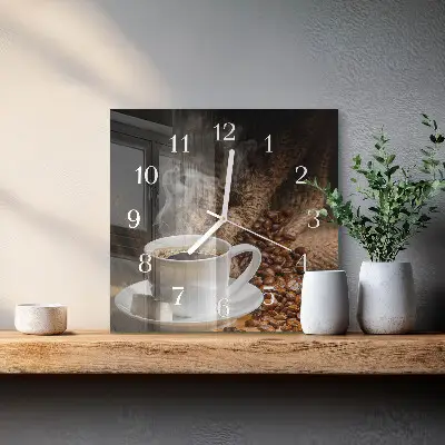 Decoratieve glazen klok vierkant Koffie