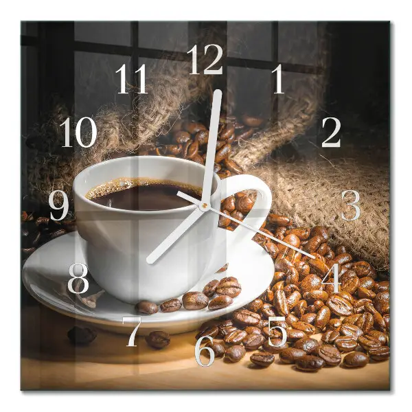 Vierkante glazen klok Koffie