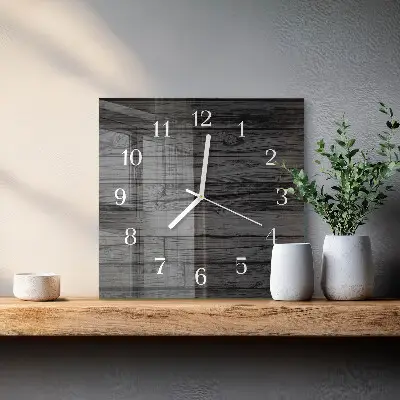 Decoratieve glazen klok vierkant Hout