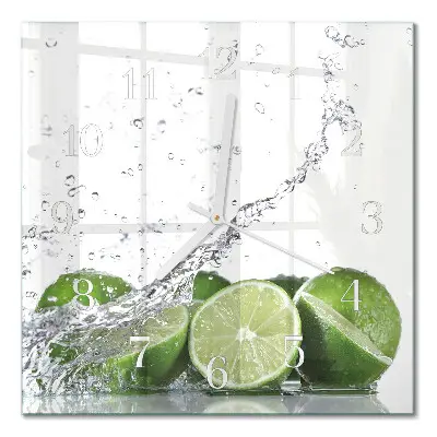 Vierkante glas klok Limoenen