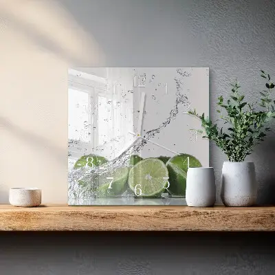 Vierkante glas klok Limoenen