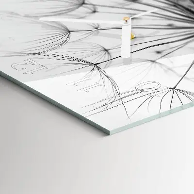 Vierkante glazen wandklok Paardebloem