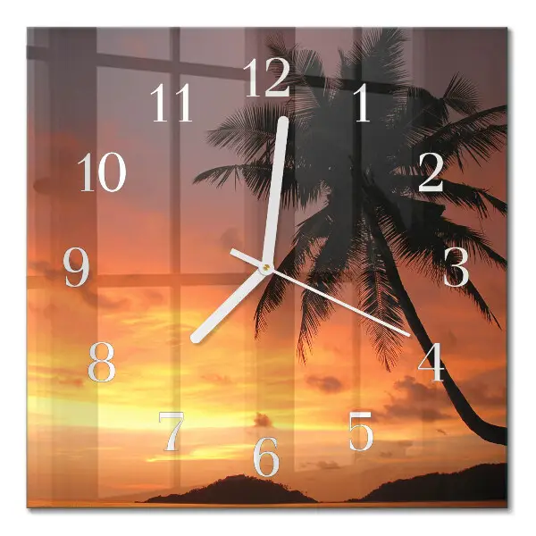 Moderne wandklok glas vierkant Palm
