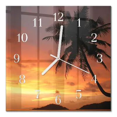 Moderne wandklok glas vierkant Palm