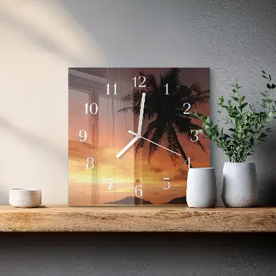 Moderne wandklok glas vierkant Palm