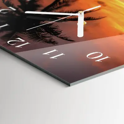 Moderne wandklok glas vierkant Palm