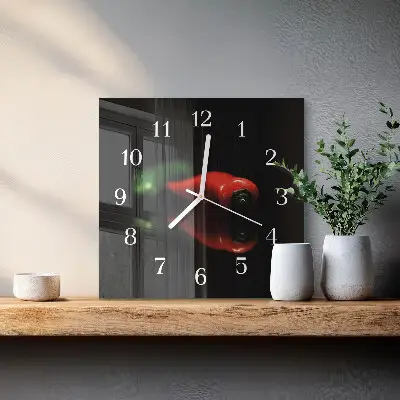 Vierkante glas klok Peper