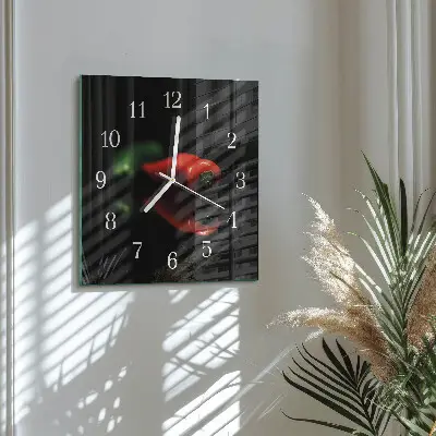 Vierkante glas klok Peper
