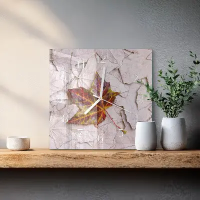 Moderne wandklok glas vierkant Esdoornblad