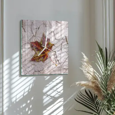 Moderne wandklok glas vierkant Esdoornblad