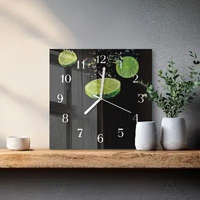 Decoratieve glazen klok vierkant Limoenen