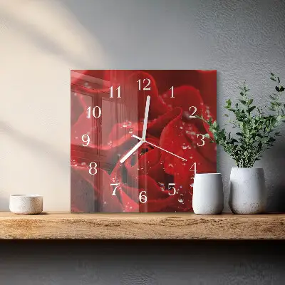 Moderne wandklok glas vierkant Roos