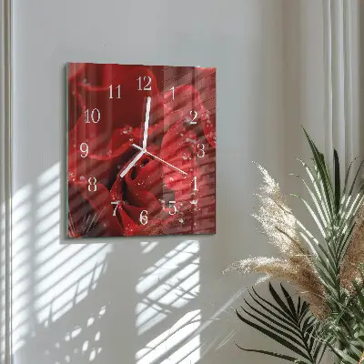 Moderne wandklok glas vierkant Roos