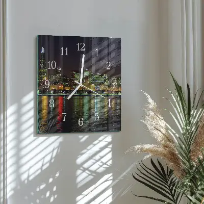 Vierkante glazen wandklok Horizon