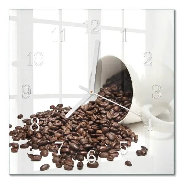Vierkante glas klok Een kopje koffie